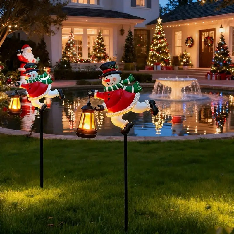 Handgemachte Schneemann Solar Laterne - Weihnachtsedition