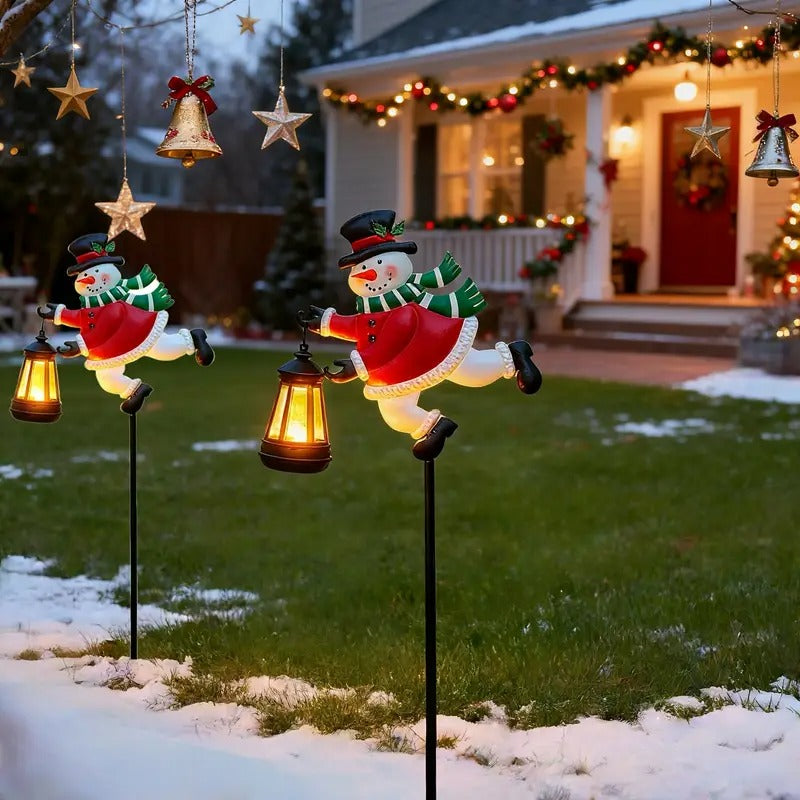 Handgemachte Schneemann Solar Laterne - Weihnachtsedition