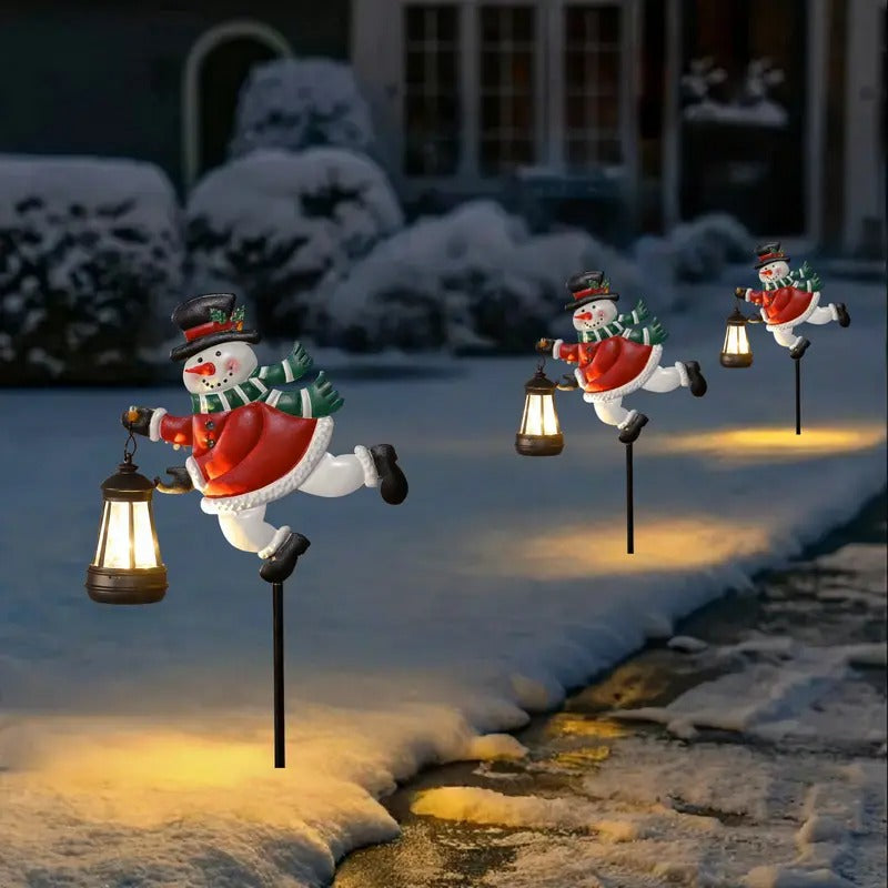 Handgemachte Schneemann Solar Laterne - Weihnachtsedition